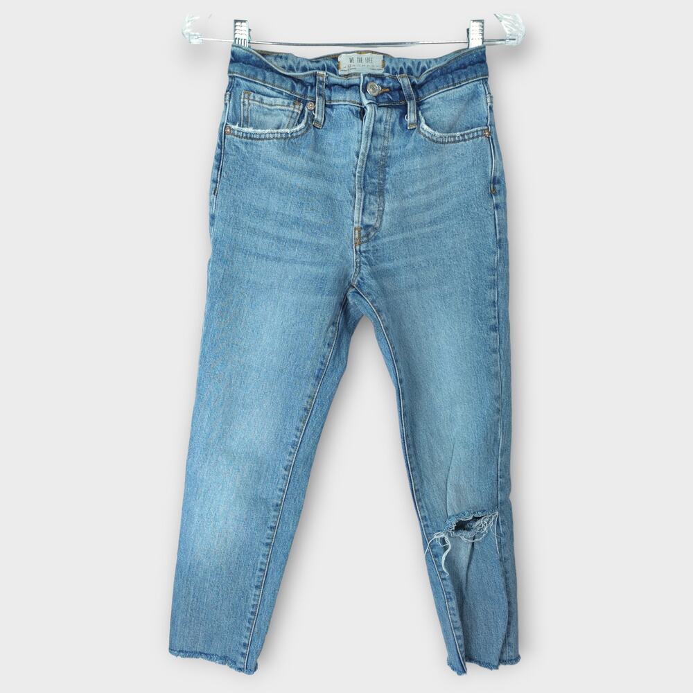 Womens WE THE FREE Distress Light Wash Jeans Button Fly Size 25 - Picture 2 of 8